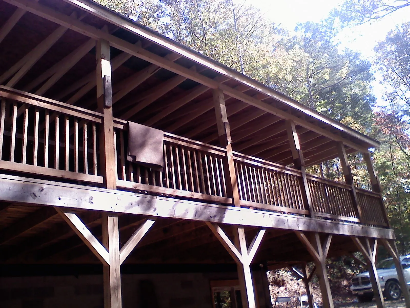 Timber framing under a new elevated porch and deck — Roof Leak Repair in Campti by Roofing Brothers